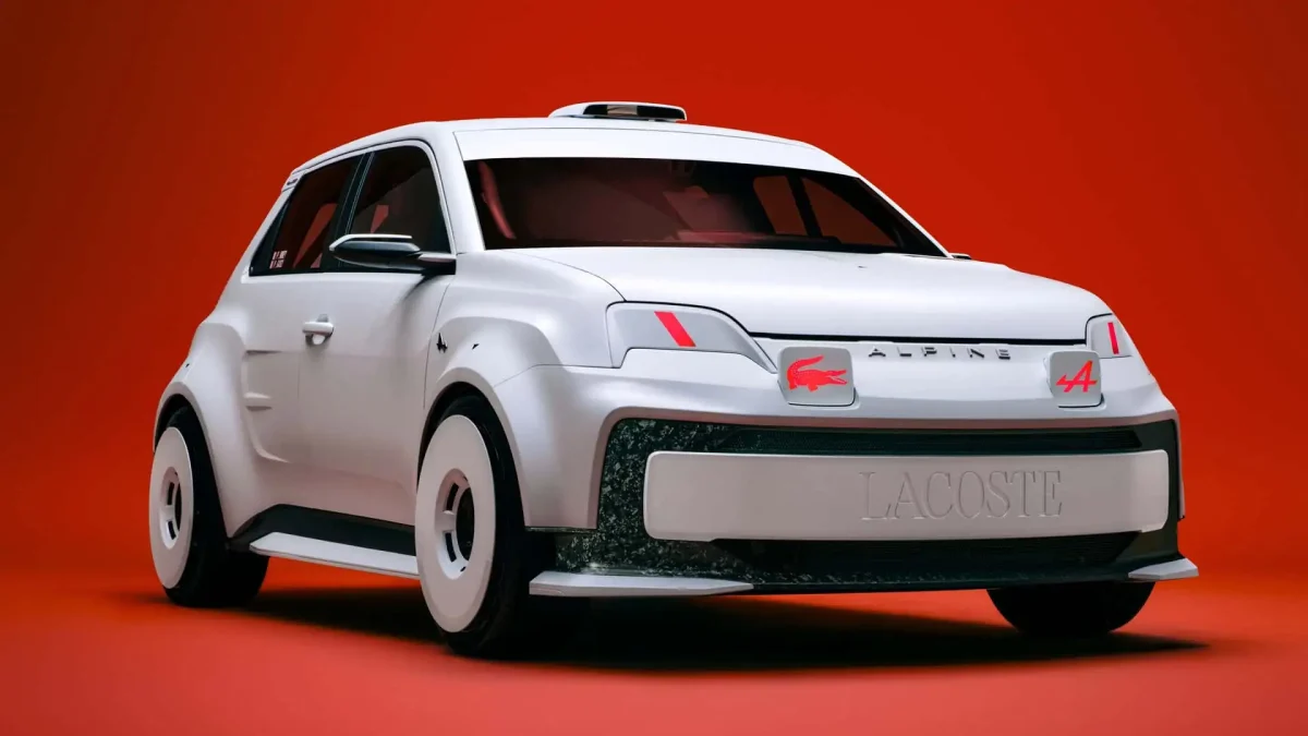 El coche de carreras con el cocodrilo es el Alpine Lacoste A290 Rallye